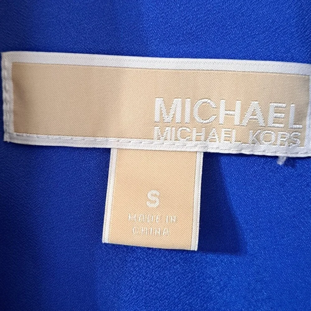 Michael Michael Kors Women's S Long Sleeve Full Zip Blue Blouse Career Office